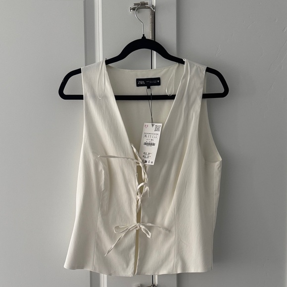 Zara Tops - Zara Cream Tie-Front Blouse